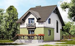 120-003-П Проект двухэтажного дома мансардой, красивый дом из газобетона Симферополь, House Expert