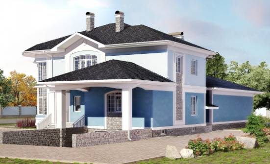 620-001-П Проект трехэтажного дома и гаражом, классический домик из твинблока Симферополь | Проекты домов от House Expert