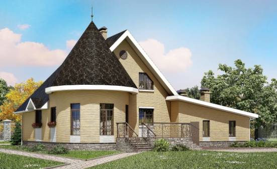 250-001-Л Проект двухэтажного дома с мансардой, гараж, просторный домик из газобетона, Симферополь