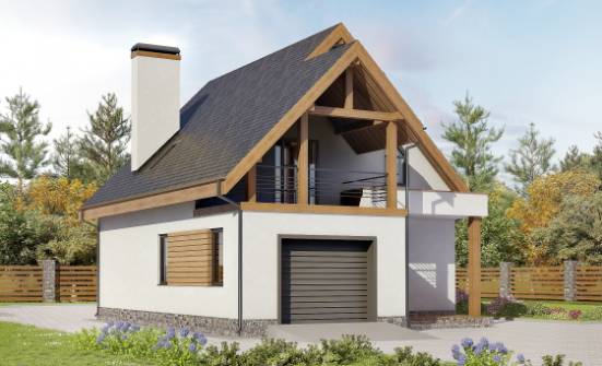 120-005-П Проект двухэтажного дома с мансардным этажом и гаражом, уютный загородный дом из арболита, Симферополь