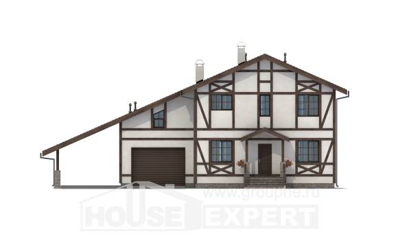 250-002-Л Проект двухэтажного дома мансардой, гараж, уютный домик из кирпича, Симферополь