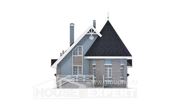 170-003-П Проект двухэтажного дома мансардой, красивый дом из газосиликатных блоков, Симферополь