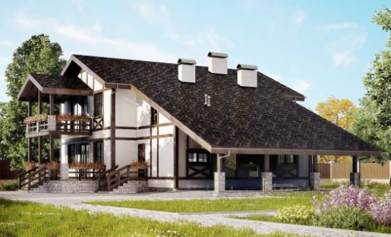250-002-Л Проект двухэтажного дома с мансардным этажом и гаражом, просторный загородный дом из кирпича, Симферополь