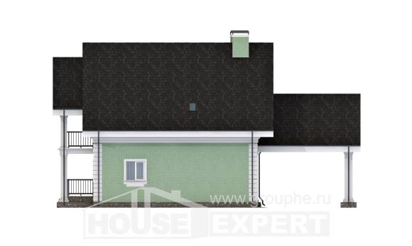 140-003-Л Проект двухэтажного дома с мансардой и гаражом, экономичный загородный дом из газосиликатных блоков, Симферополь