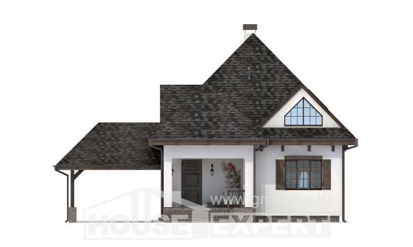 110-002-Л Проект двухэтажного дома мансардой и гаражом, скромный дом из поризованных блоков Симферополь, House Expert