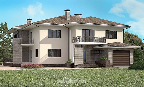 500-001-П Проект трехэтажного дома и гаражом, классический коттедж из кирпича, Симферополь