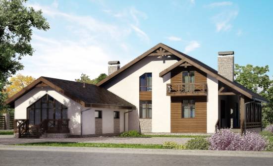 265-001-П Проект двухэтажного дома с мансардой, гараж, огромный коттедж из керамзитобетонных блоков, Симферополь