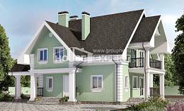 140-003-Л Проект двухэтажного дома мансардный этаж, гараж, простой загородный дом из поризованных блоков, Симферополь