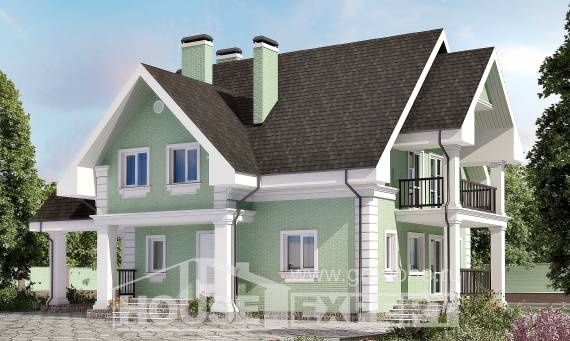 140-003-Л Проект двухэтажного дома мансардный этаж, гараж, простой загородный дом из поризованных блоков, Симферополь