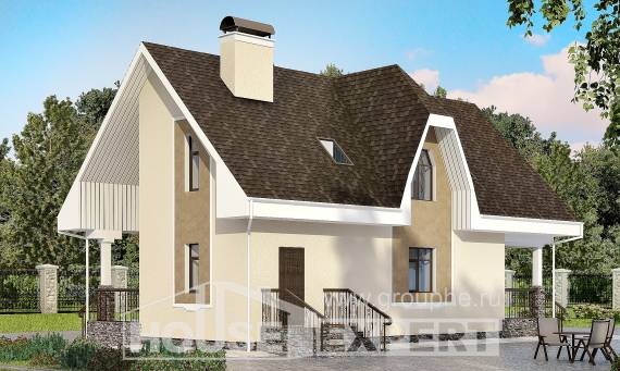 125-001-Л Проект двухэтажного дома мансардой, скромный загородный дом из твинблока Симферополь, House Expert