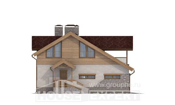 165-002-П Проект двухэтажного дома с мансардой, гараж, небольшой загородный дом из газобетона Симферополь, House Expert