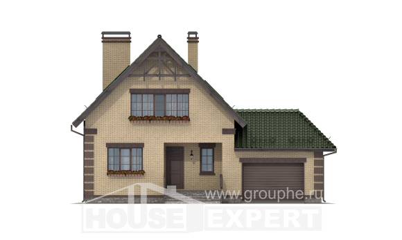 160-007-П Проект двухэтажного дома с мансардой, гараж, простой дом из теплоблока, Симферополь