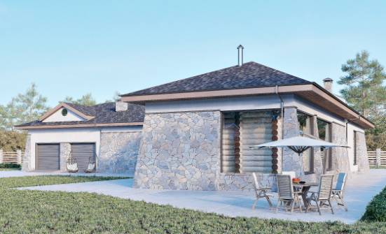 280-004-Л Проект одноэтажного дома и гаражом, большой коттедж из газосиликатных блоков Симферополь | Проекты домов от House Expert