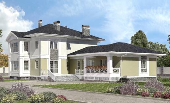620-001-Л Проект трехэтажного дома, гараж, классический коттедж из газобетона Симферополь | Проекты домов от House Expert