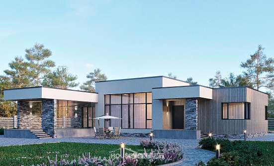 175-001-Л Проект одноэтажного дома, современный загородный дом из керамзитобетонных блоков Симферополь | Проекты домов от House Expert