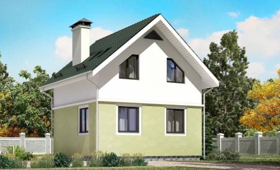 070-001-П Проект двухэтажного дома с мансардным этажом, миниатюрный коттедж из пеноблока, Симферополь