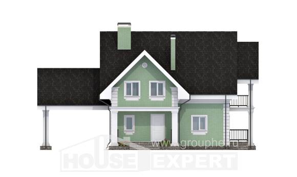 140-003-Л Проект двухэтажного дома с мансардой и гаражом, компактный дом из газобетона, Симферополь
